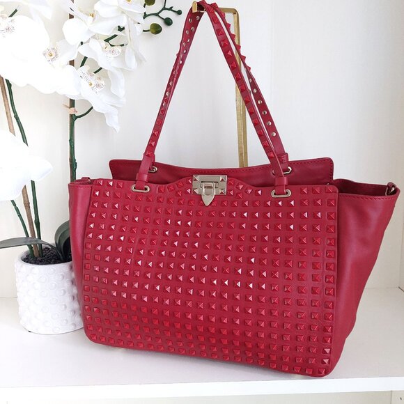 Valentino Garavani Rockstud Rouge 2 Way Satchel Bag - Picture 1 of 17
